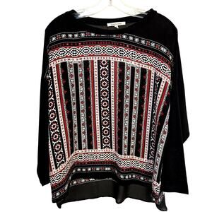 Quintessential Medium Women's Top Black Boho Shirt Blouse Misses Size 8 10